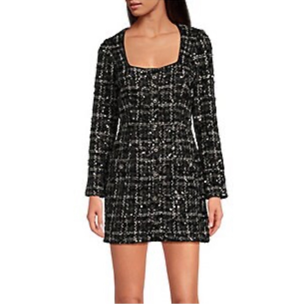 NWT GIANNI BINI Black and White Sequin mini dress size 4
